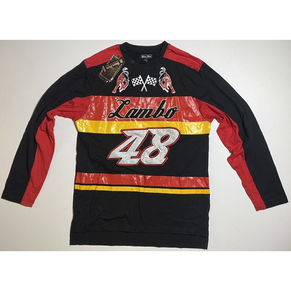 Bare Fox 26 Women’s 2XL Long Sleeve Shirt Lambo Studded Crew Neck NWT Racing